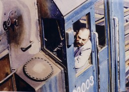 Engine driver at Clapham Junction.