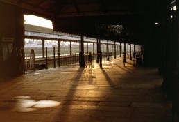 THE SUN ABOUT TO SET ON OLD FELIXSTOWE STATION